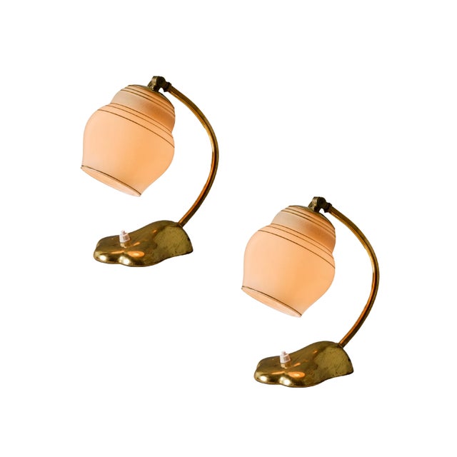 1950s Sculptural Glass and Brass Table Lamp in the Manner of Paavo Tynell for Valinte Oy For Sale - Image 16 of 18