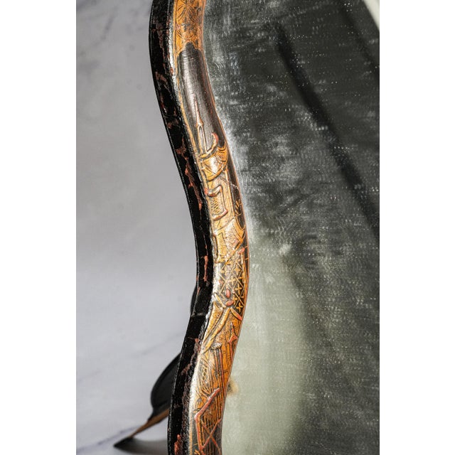 Wonderful Large Antique Chinoiserie Japanned Dressing-Table Mirror Home Decor For Sale In New York - Image 6 of 15