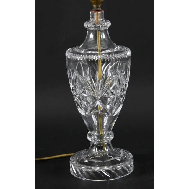 This is an elegant vintage English cut glass table lamp, late 20th century in date. This elegant lamp has a sophisticated...