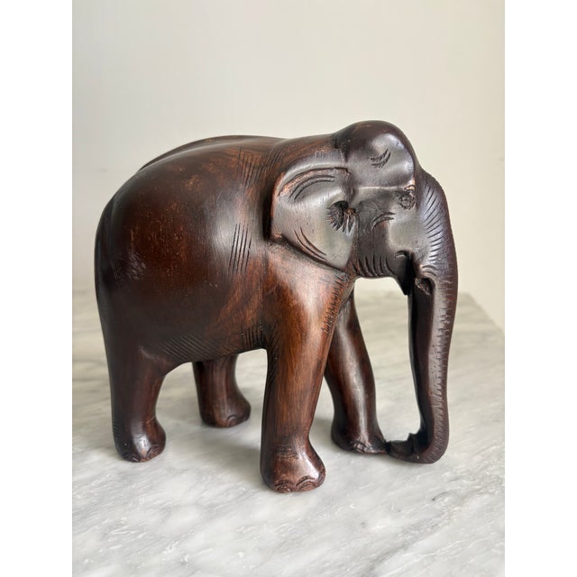 Hand-Carved Indian Wooden Elephant Sculpture For Sale In San Francisco - Image 6 of 8