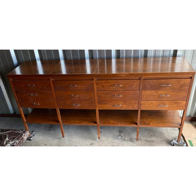 Lane Delineator by Paul McCobb Walnut and rosewood. 12 Drawer Lane Alta Vista, CA Sideboard Buffet. Walnut and Chrome....