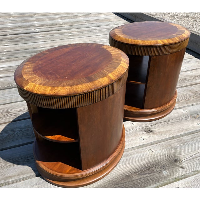 Drum style end tables best sale