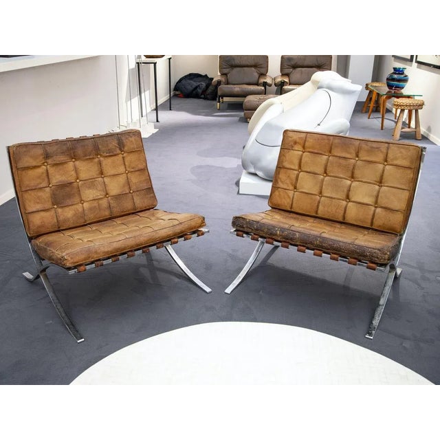 Ludwig Mies van der Rohe Set of Barcelona Lounge Chairs by Ludwig Mies van der Rohe, 1950s For Sale - Image 4 of 4