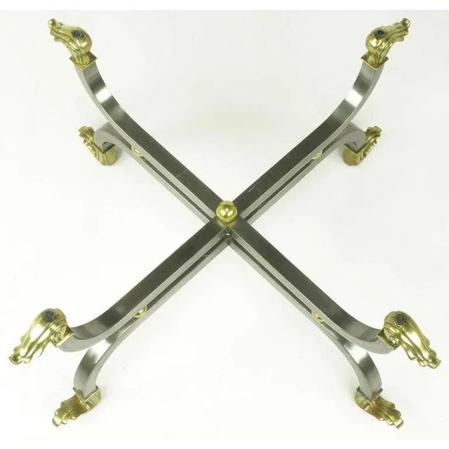 Metal Regency Brass & Gunmetal Coffee Table For Sale - Image 7 of 8