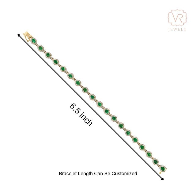 2.68ct Emerald & 1.56ct Diamond Mexican Bracelet 14k Gold Fine Jewelry For Sale - Image 12 of 18