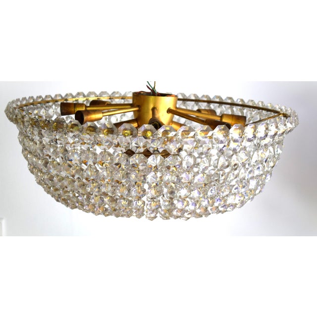 Metal Large Glass Chandelier from Lobmeyr, 1950s For Sale - Image 7 of 8