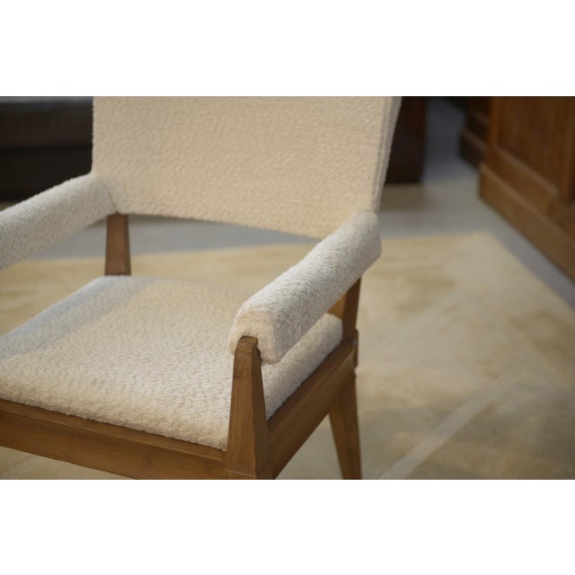 Vintage Art Deco Lounge Chair in Ash and Ecru Boucle Fabric by Pierre Gouffé, 1940s For Sale - Image 10 of 14