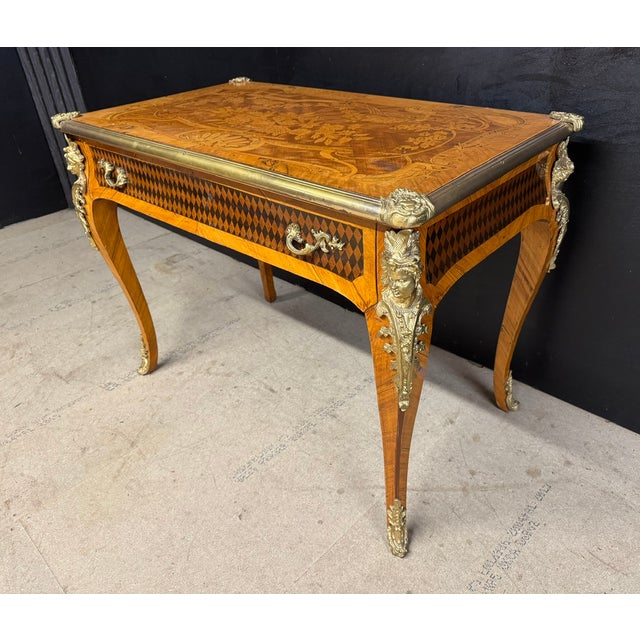 Antique French Marquetry Desk, 1900 For Sale - Image 14 of 18