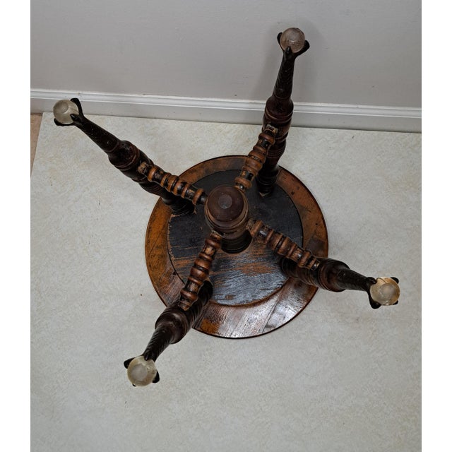 Late Victorian Adjustable Piano Stool With Glass Ball & Claw Feet, Circa 1880-1900 For Sale In West Palm - Image 6 of 15