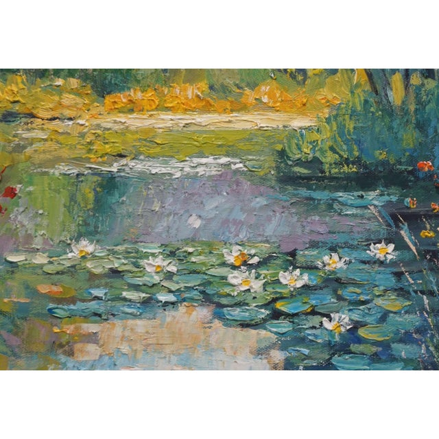 Original oil landscape by Sean Wu, Lily Pond