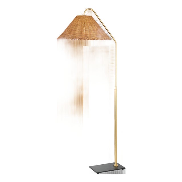 Mitzi Lauren 19.5 in. 1 Light Floor Lamp in Aged Brass and Texture Black Finish For Sale