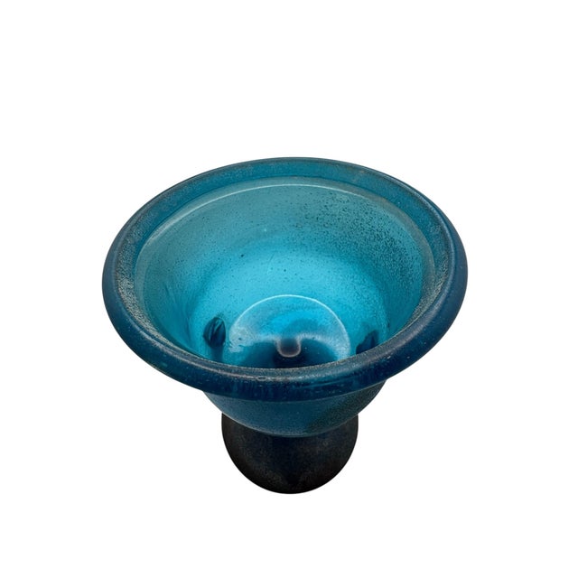 1980s Murano Glass Blue Kanthanos Style Goblet For Sale - Image 6 of 8
