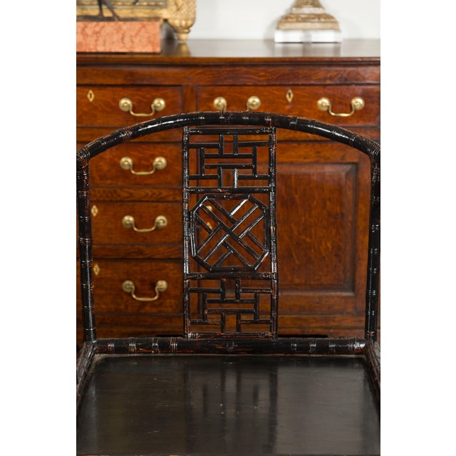 Pair of Chinese Ming Dynasty Style 1920s Horseshoe Back Bamboo Armchairs For Sale - Image 4 of 9