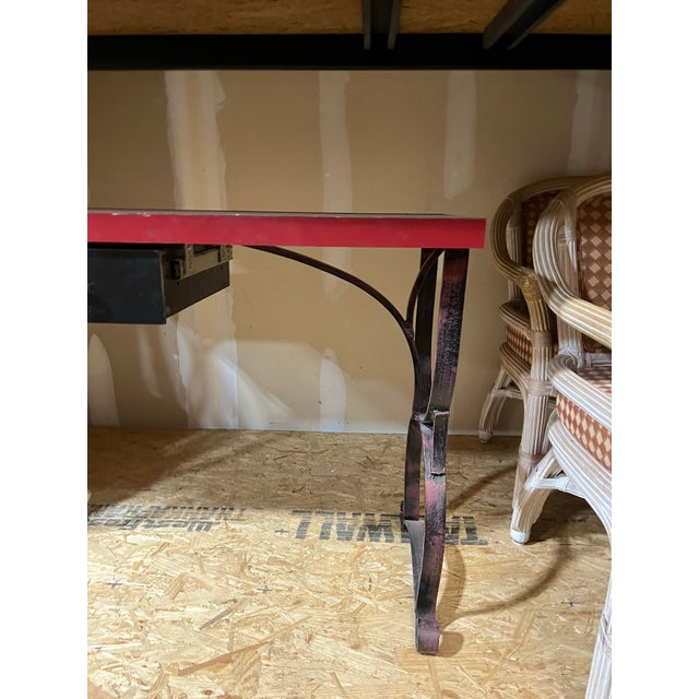 1970s 1970s Red Desk With Metal Mid Century Legs For Sale - Image 5 of 12