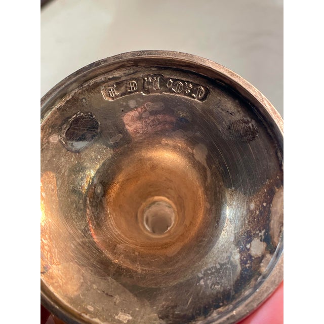 Mid 20th Century Silver Plate Loving Cup Goblet Wedding Wine Stem Embossed Cherubs Grapes For Sale - Image 10 of 12