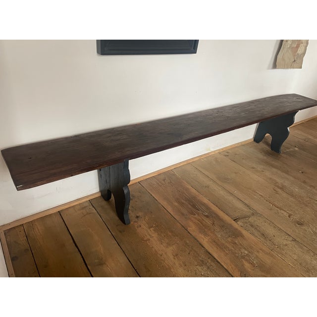 This charming antique bench has been given a fresh coat of paint, sanded, and oiled. Width: 260 cm Depth: 30 cm Height: 45...