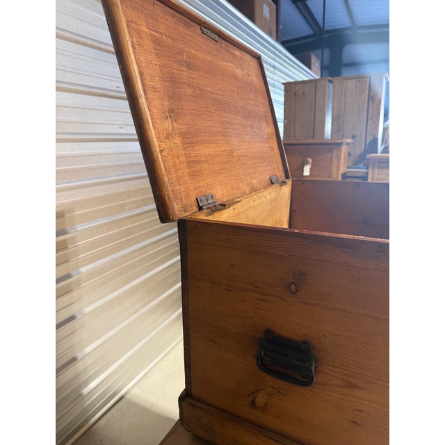 Antique Pine Trunk / Blanket Box From England For Sale - Image 9 of 18