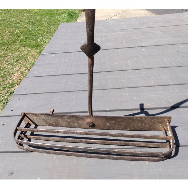 Metal Antique Fireplace Hearth Blacksmith Hand Forged Iron Toaster Rotates 1840s For Sale - Image 7 of 10