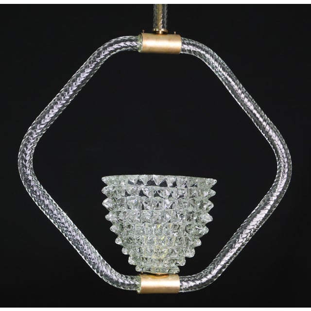 Art Deco 1950s Amazing Clear Rostrato Murano Glass Chandelier by Barovier & Toso For Sale - Image 3 of 15