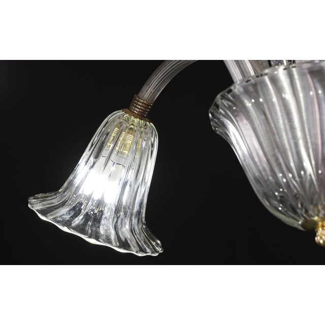 Amazing Art Decò Murano Glass Chandelier 5 Light, 1950 For Sale - Image 6 of 18
