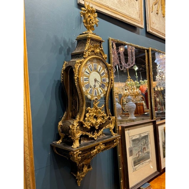 19th Century 19th Century French Louis XV Boulle and Gilt Bronze Bracket Clock For Sale - Image 5 of 6