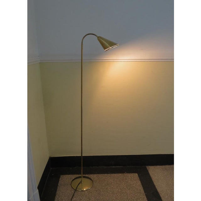 Scandinavian Brass Floor Lamp in the style of Paavo Tynell, 1950s For Sale - Image 11 of 18
