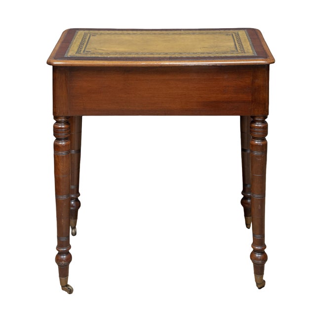 Brown English Diminutive Writing Table or Desk of Mahogany With Inset Leather Top For Sale - Image 8 of 11