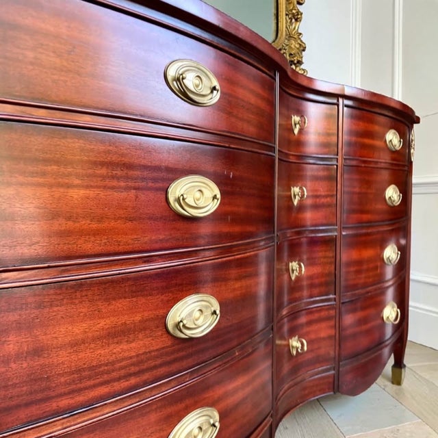 Vintage Federal Mahogany Serpentine Dresser | Sideboard | Console | 58" Wide For Sale In Raleigh - Image 6 of 11