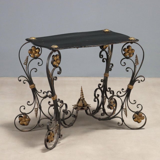 Small Italian Table in Lacquered Wood and Iron For Sale - Image 9 of 9
