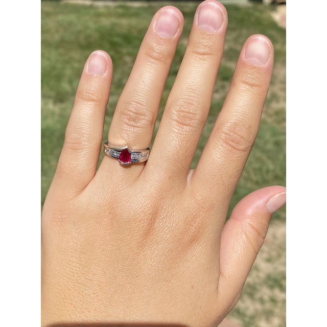 The Magnetic: Signed Pear Shaped Burma Ruby Engagement Ring For Sale - Image 9 of 10