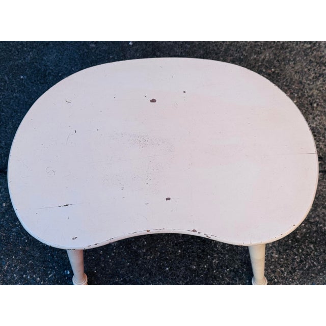 Farmhouse Vintage 1930s Painted Oak Wood Kidney Shaped Stool For Sale - Image 3 of 8
