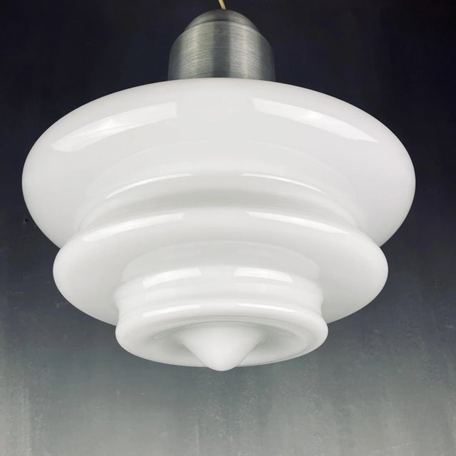 1960s Large Mid-Century White Opaline Glass Pendant Lamp, Italy, 1960s For Sale - Image 5 of 11