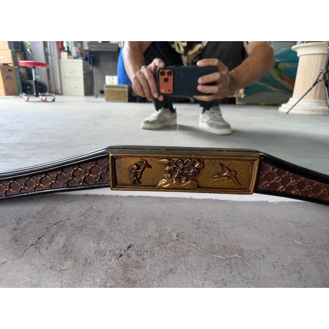 Vintage Palm Beach Chinoiserie Pagoda Overmantel Wall Mirror With Gilt & Black Lacquer Frame Description For Sale - Image 11 of 13
