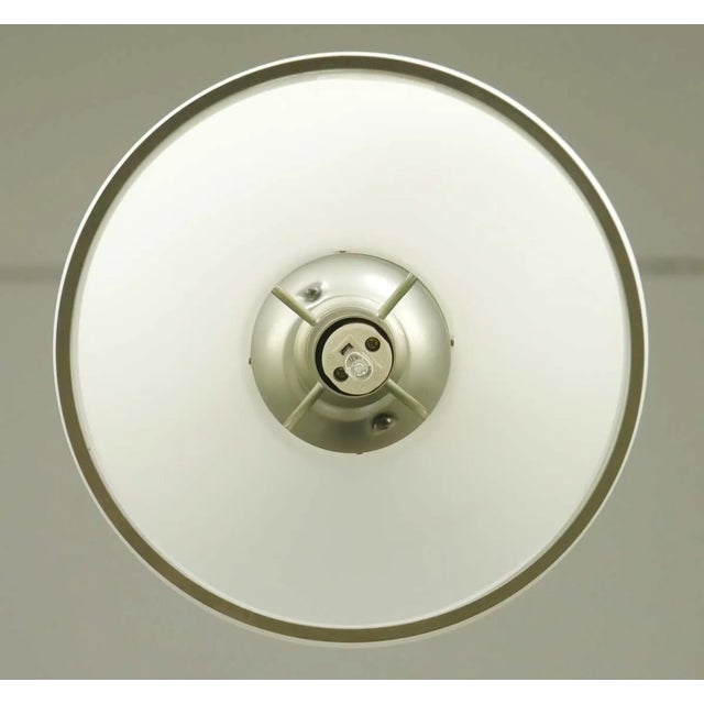 Metal Late 20th Century Modern White Glass & Brushed Steel Semi Flush Mount Light For Sale - Image 7 of 10