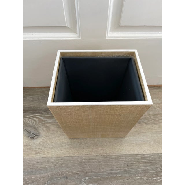 Boho Chic Made Goods Pigeon & Poodle Maranello Beige/White Abaca Wastebasket For Sale - Image 3 of 7