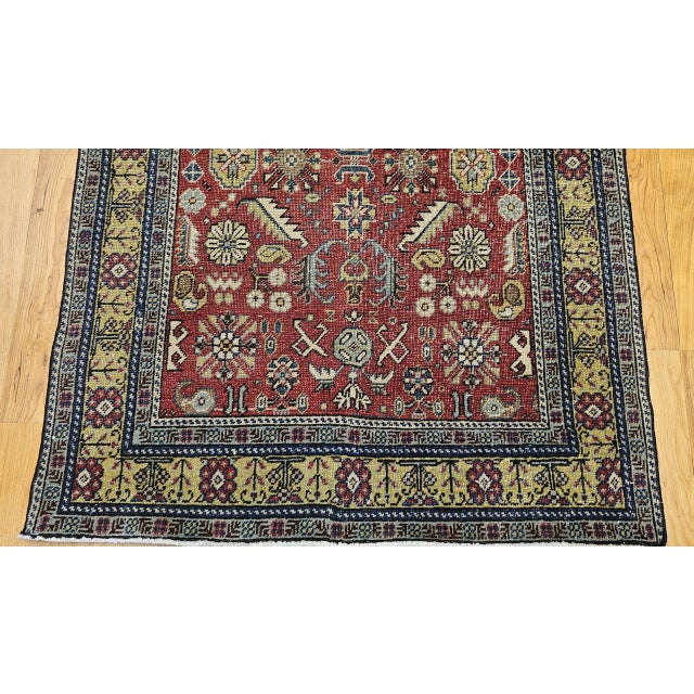 Brown Antique Khotan Area Rug, Hand-Woven Wool, Allover Geometric Design, 3' X 7' For Sale - Image 8 of 13
