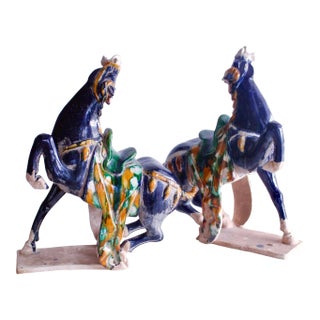 Chinese Large Terracotta Tang Style Horses - a Pair For Sale