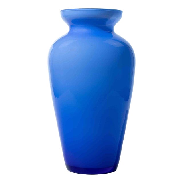 Murano Cobalt Blue Art Glass Vase, 1970s For Sale