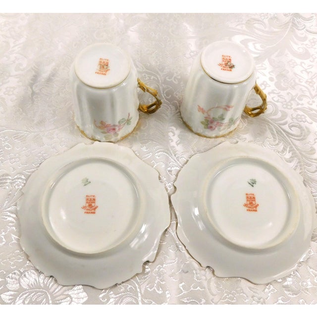 18th Century Limoges Pink Floral Chocolate Pot With Four Matching Cups - Set of 5 For Sale - Image 15 of 16