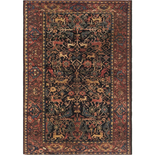Authentic 1920s Persian Feraghan Animal, Botanic Handmade Wool Rug For Sale - Image 4 of 4