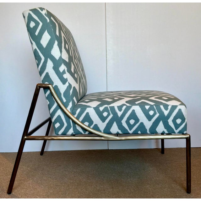 Original retail $2958, stylish Charter Street Company Organic Modern Geometric Will Slipper Chair, textured brass frame,...