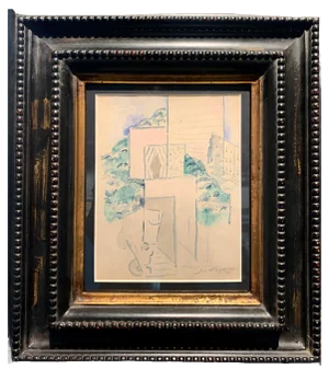 Léopold Survage, Paysage Cubiste, 1915, Watercolor on Paper, Framed