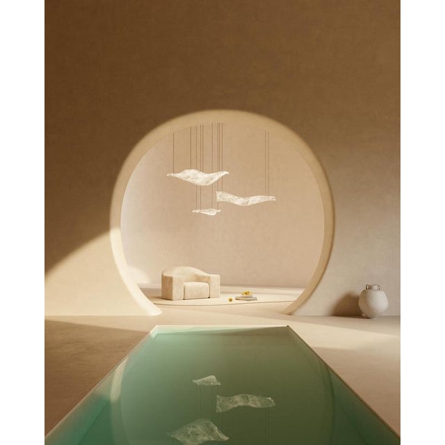 Aire Medium Pendant Lamp by United Alabaster For Sale - Image 12 of 14