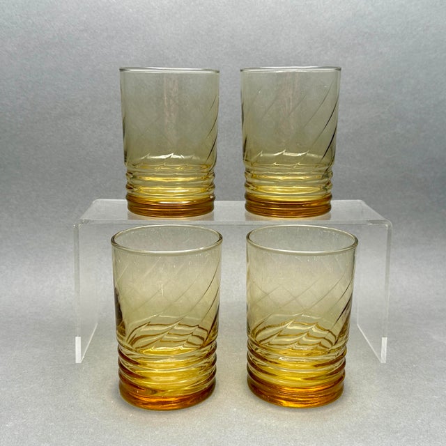 Mid 20th Century Vintage Mid-Century Modern Libbey “Malibu Gold” Amber Juice Glasses - Set of 4 For Sale - Image 5 of 9