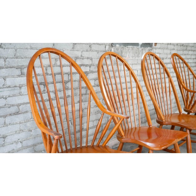 Brown Mid 20th Century Danish Modern Windsor Maple Dining Chairs - Set of 4 For Sale - Image 8 of 18