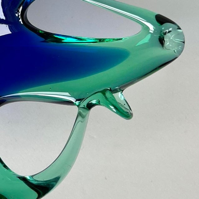 Glass Mid-Century Style Murano Glass Biomorphic Bowl from Crystal Clear, 1960s For Sale - Image 7 of 10