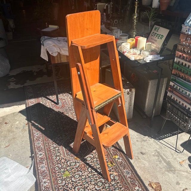 Wood Antique Step Ladder Handmade With Ironing Board and Chair Conversion Americana Style For Sale - Image 7 of 7