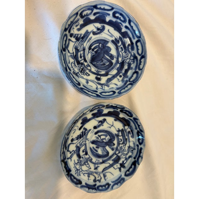 Pair of Antique Chinese Blue and White Porcelain Plates Qing Dynasty, Kanji Era For Sale - Image 9 of 9