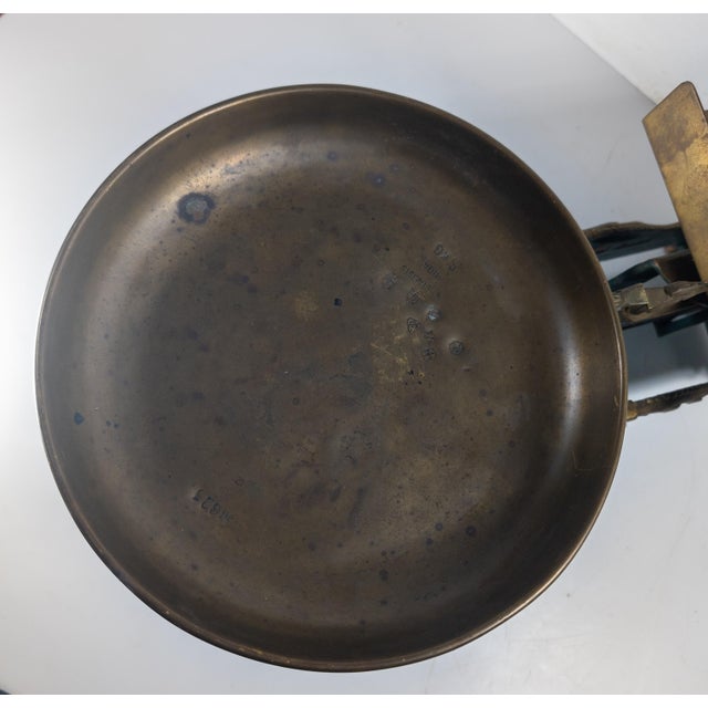 Early 20th Century Turquoise Teal and Gold Cast Iron Grocery Scale Balance For Sale - Image 15 of 18