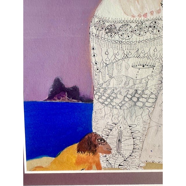 Surrealism Peter Buch Attributed 1974 Formentera Original Mixed Media Figurative Art For Sale - Image 3 of 16